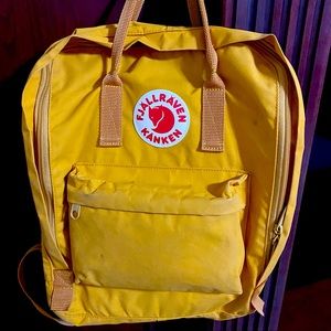 Fjallraven bag pack in bright yellow